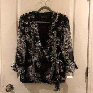 Dress Barn Collection wrap blouse NWT